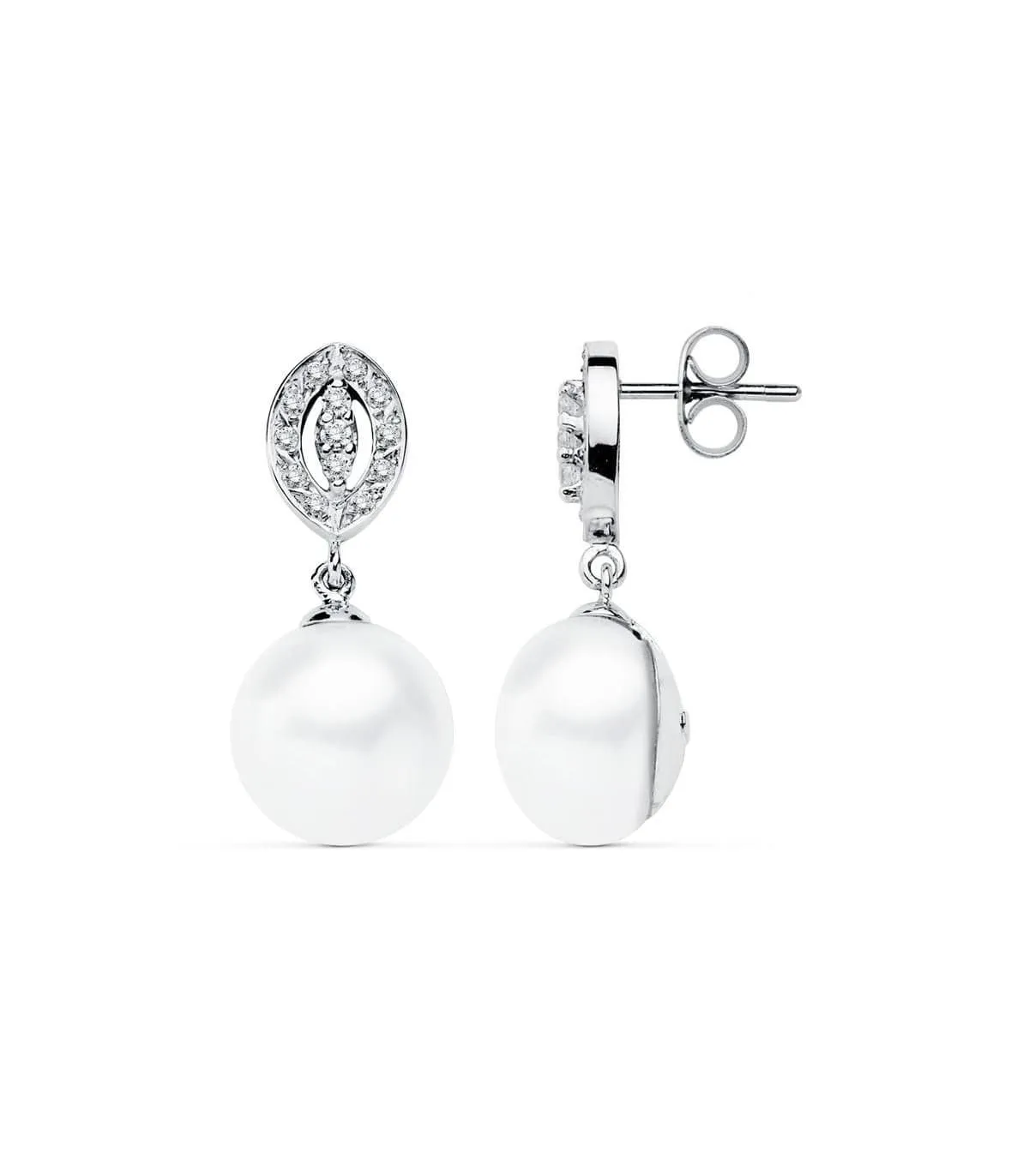 Pendientes de novia Duquesa de Kent Oro Blanco 9K Perla