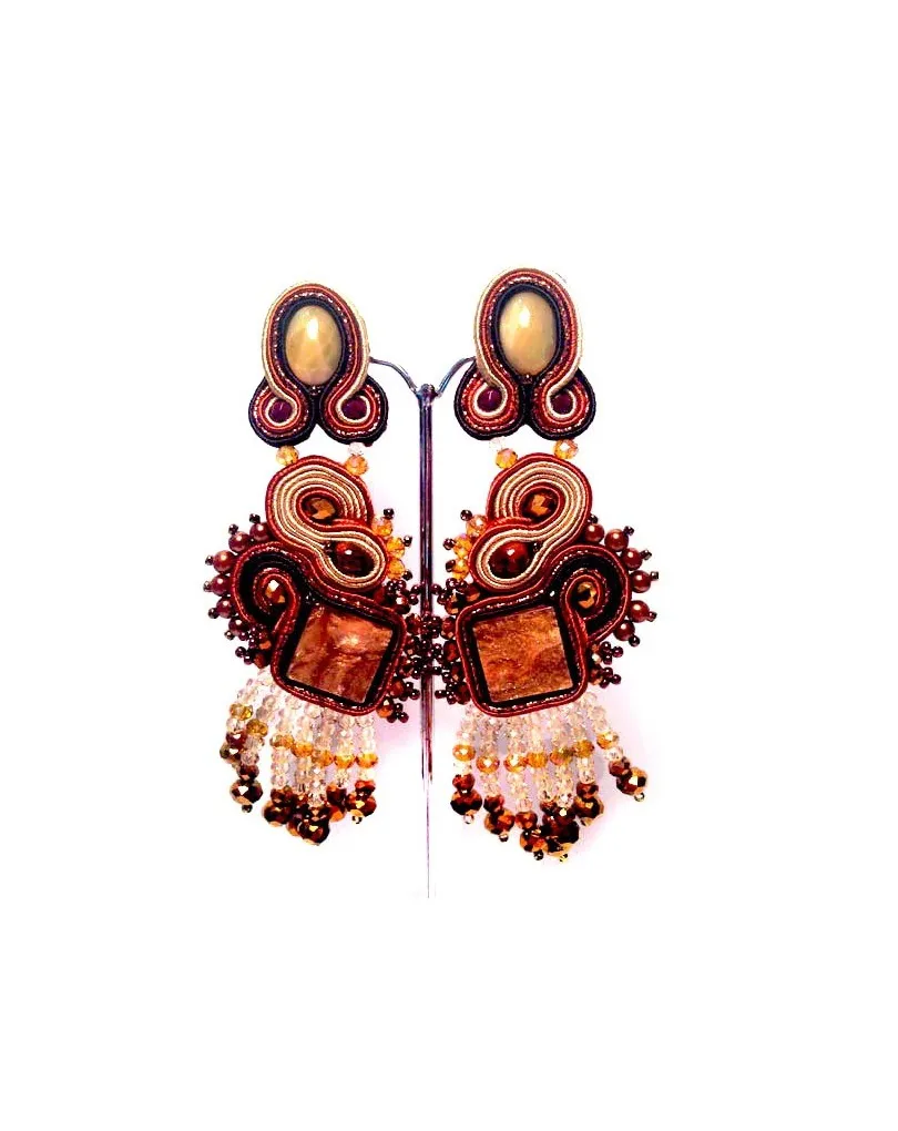 PENDIENTES FLAMENCA GRANDES DE BISUTERIA   SOUTACHE COBRE GRANDE 