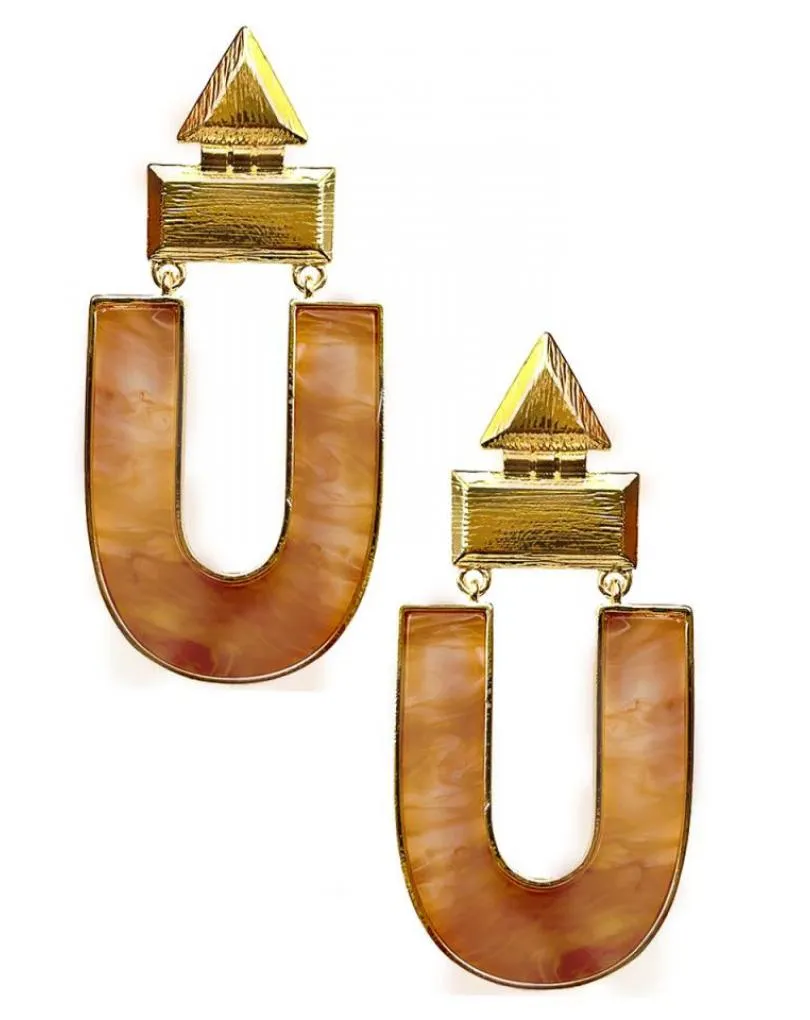 PENDIENTES GRANDES TONO TOFFEE IMITACION CAREY DISEÑO ACTUAL