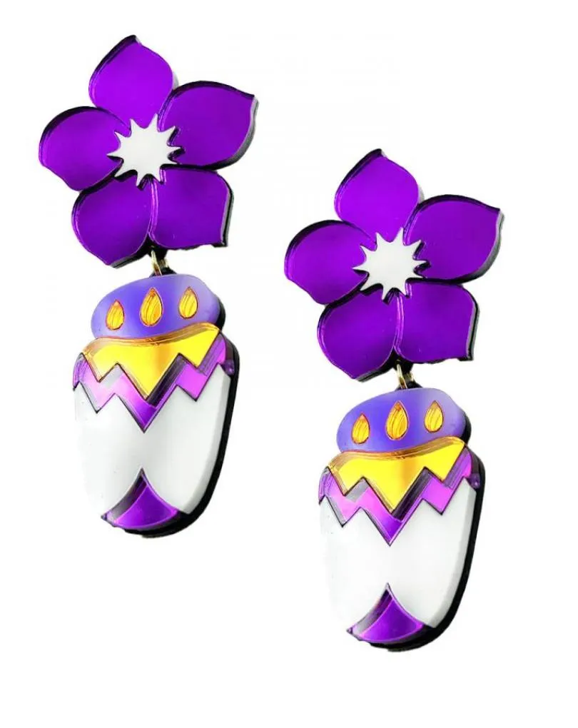 PENDIENTES LARGOS MUJER DE DISEÑO, FLOR PURPURA