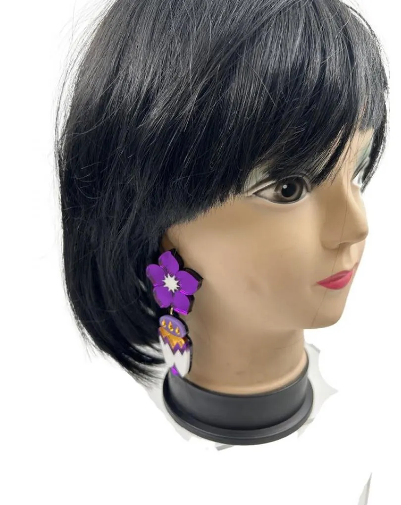 PENDIENTES LARGOS MUJER DE DISEÑO, FLOR PURPURA