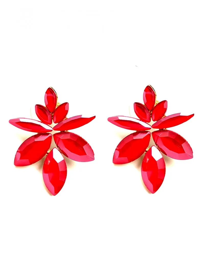 PENDIENTES MUJER DE CRISTAL COLOR ROJO ELEGANTES