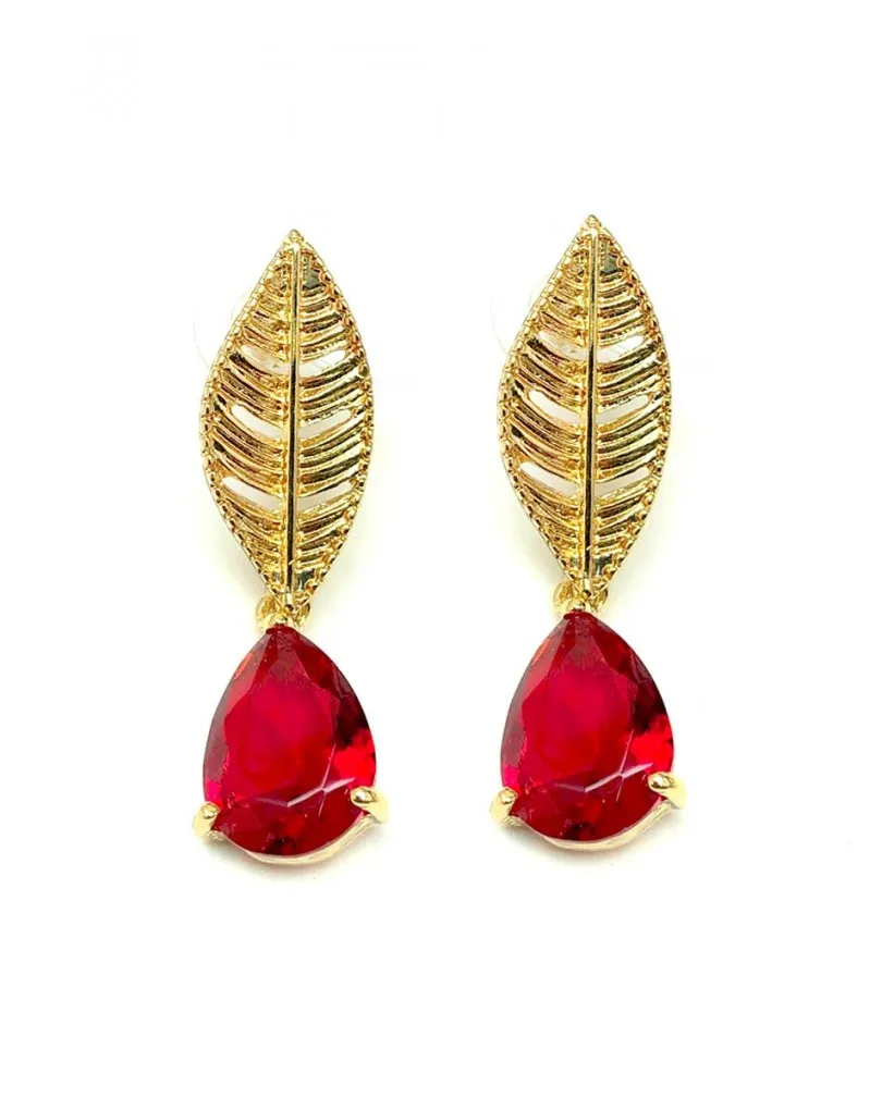 PENDIENTES MUJER ELEGANTES DE LAGRIMA COLOR ROJO