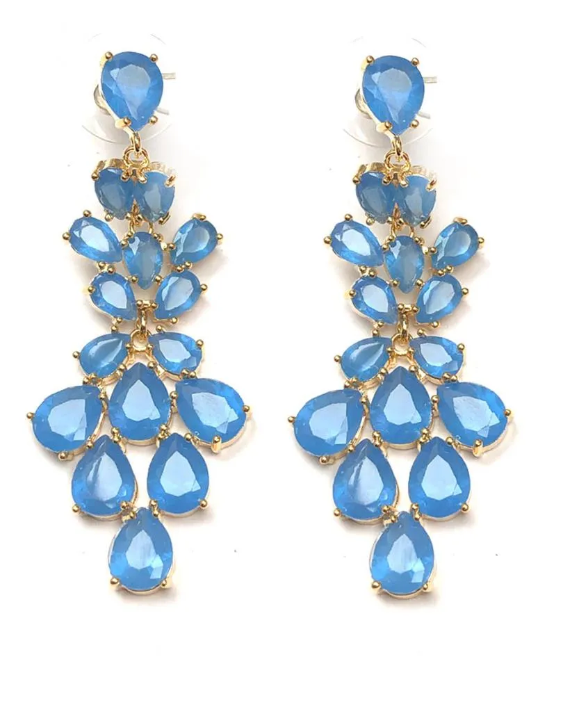 PENDIENTES MUJER LARGOS AZULES ELEGANTES PARA BODAS Y EVENTOS