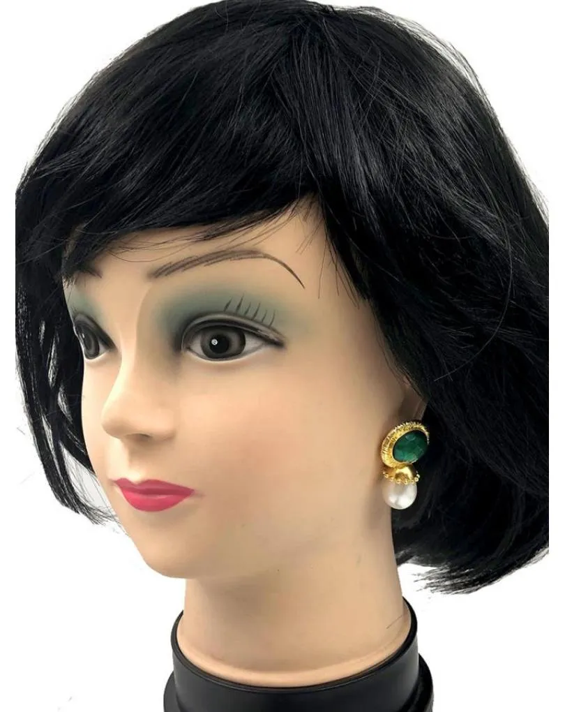 PENDIENTES MUJER VERDES CON PERLAS Y PIEDRA MUY ELEGANTES