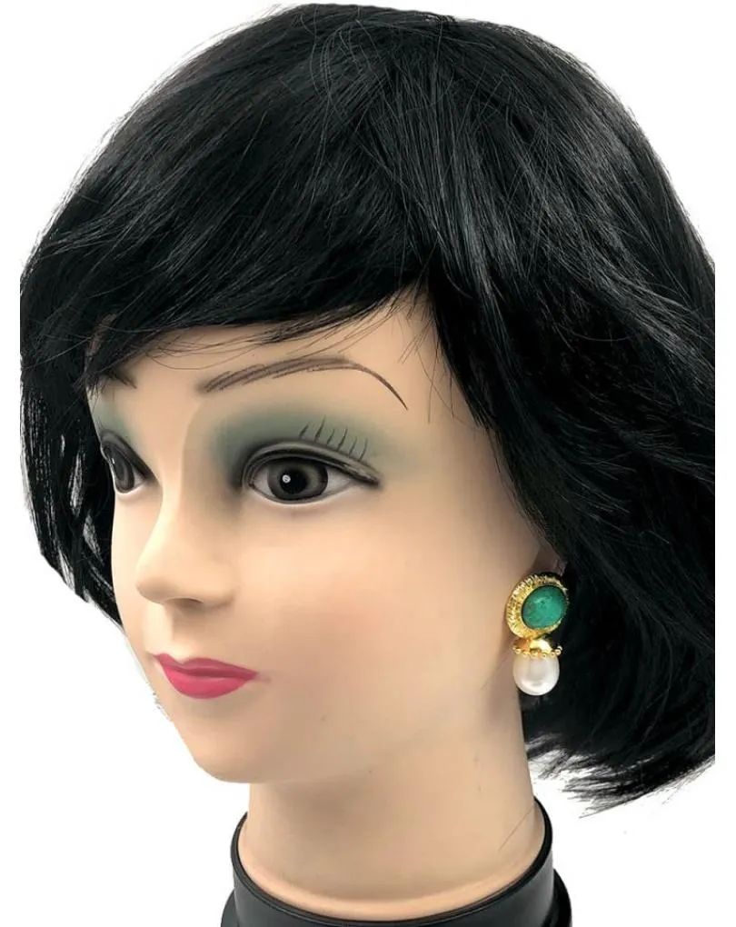 PENDIENTES MUJER VERDES CON PERLAS Y PIEDRA MUY ELEGANTES