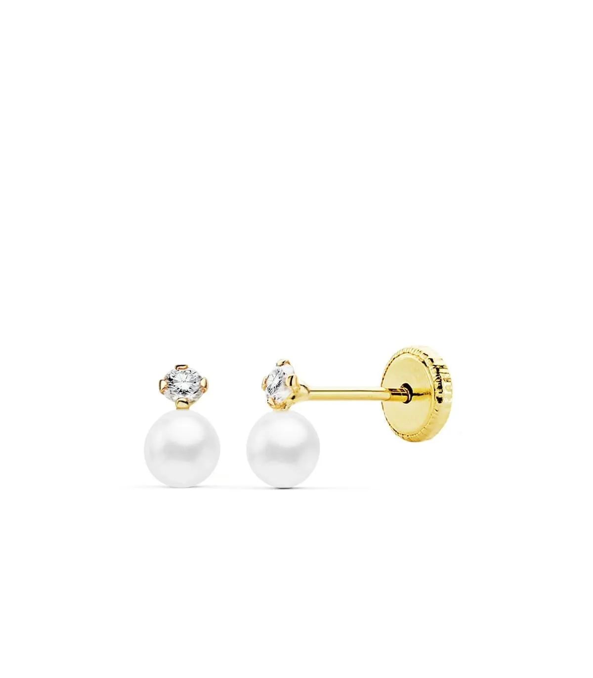 Pendientes  oro amarillo Elda Perla 4 mm 18 Ktes