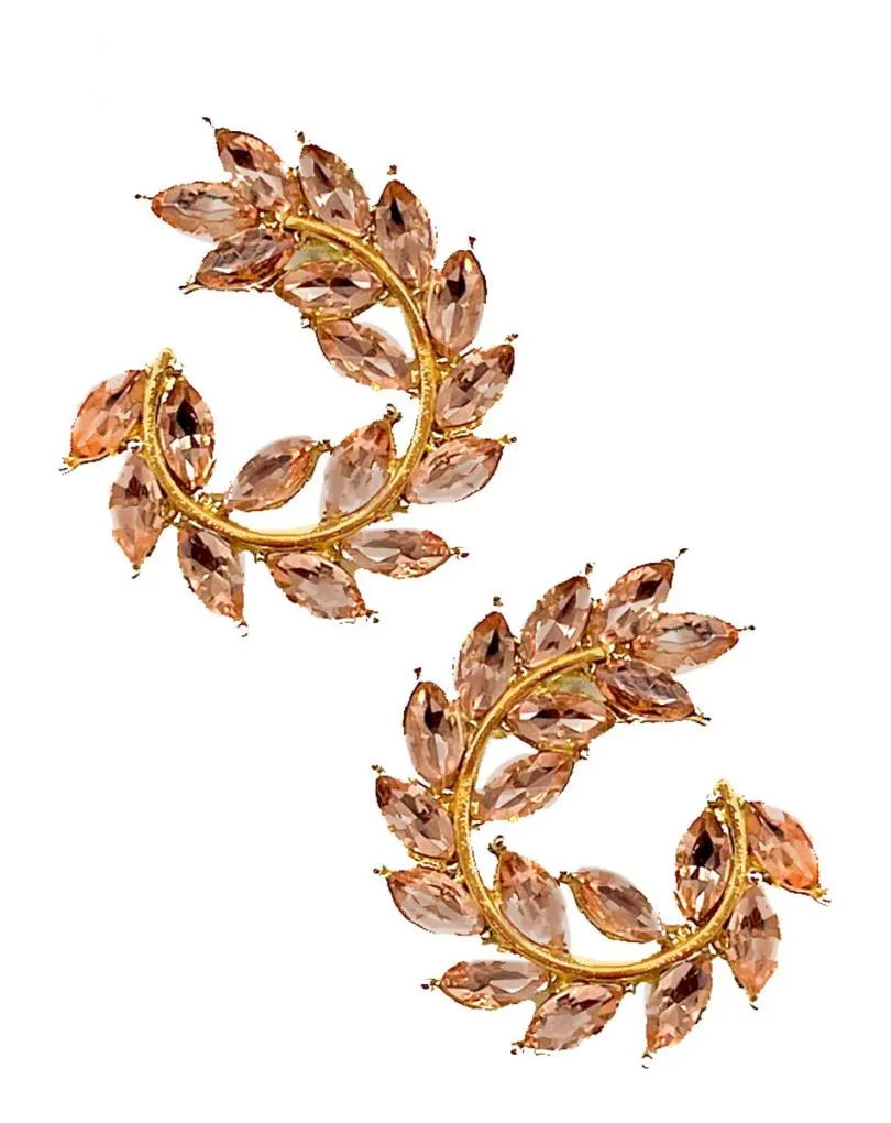 PENDIENTES ROSADOS DE CRISTAL DISEÑO CORTO SEMICIRCULAR