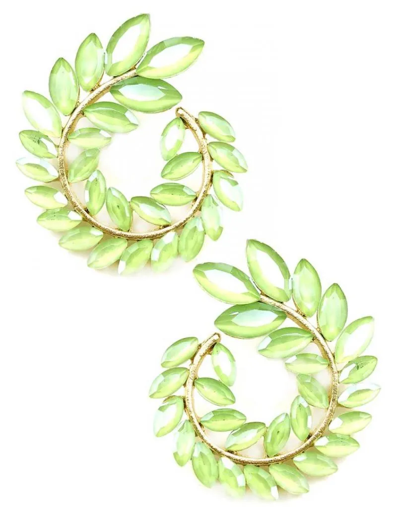 PENDIENTES VERDES DE FIESTA Y BODA DISEÑO REDONDEADO DE CRISTAL