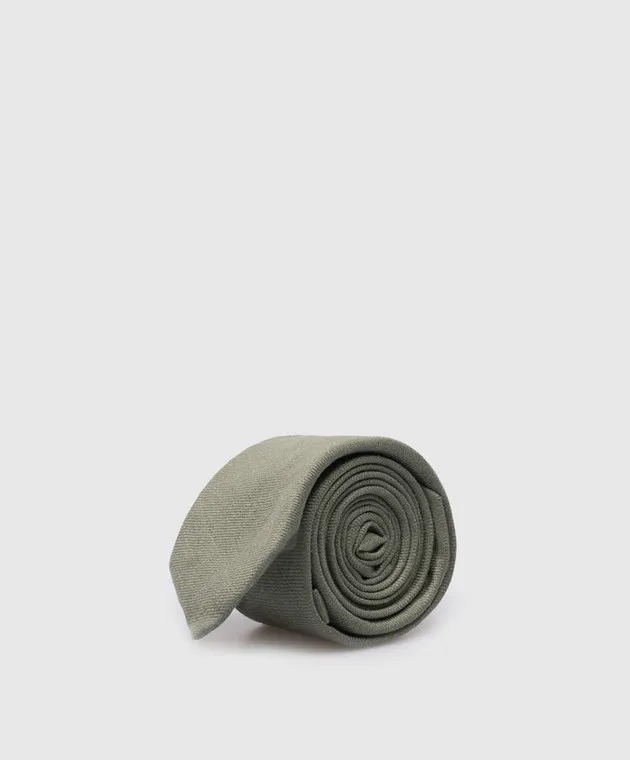 Peserico Green linen tie