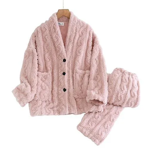Pijama Mujer Coral Terciopelo Invierno Engrosado Más Franela De Terciopelo Otoño E Invierno Ropa De Hogar Invierno Traje De Invi