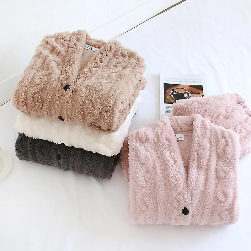 Pijama Mujer Coral Terciopelo Invierno Engrosado Más Franela De Terciopelo Otoño E Invierno Ropa De Hogar Invierno Traje De Invi