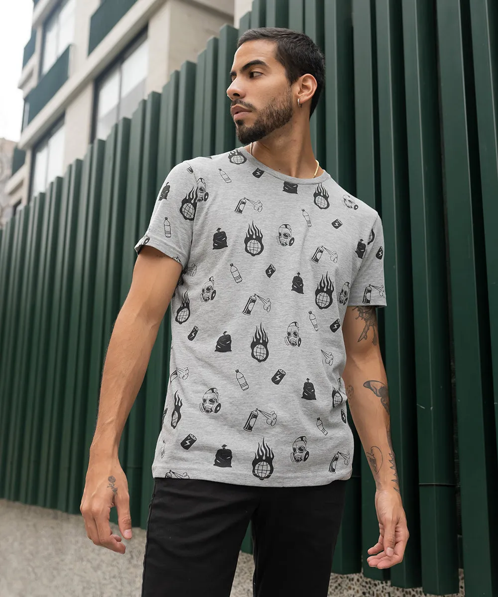 POLO MANGA CORTA YA NO ME DESTRUYAS OI23 GRIS X DAMORGUE