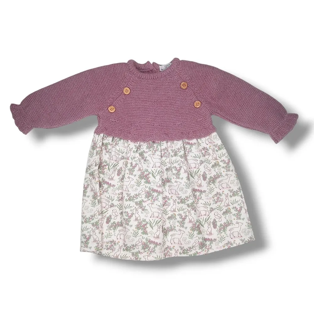 Popys Vestido punto de bebé Niña Moda Para Bebe  28289 BERENJENA CORDONETS