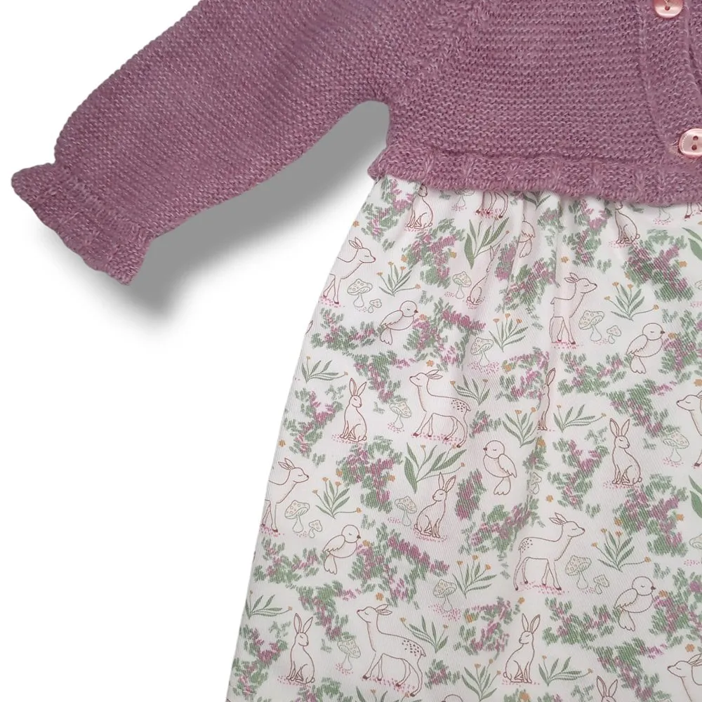 Popys Vestido punto de bebé Niña Moda Para Bebe  28289 BERENJENA CORDONETS