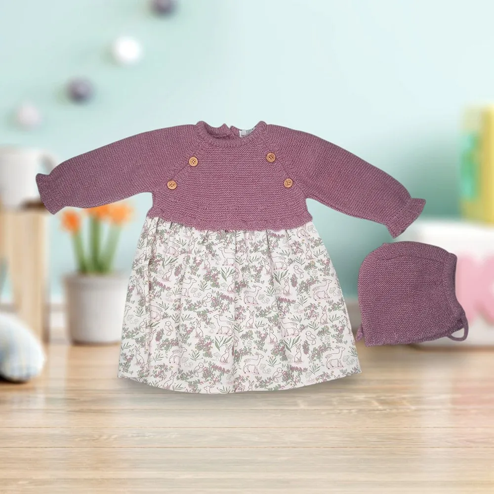 Popys Vestido punto de bebé Niña Moda Para Bebe  28289 BERENJENA CORDONETS