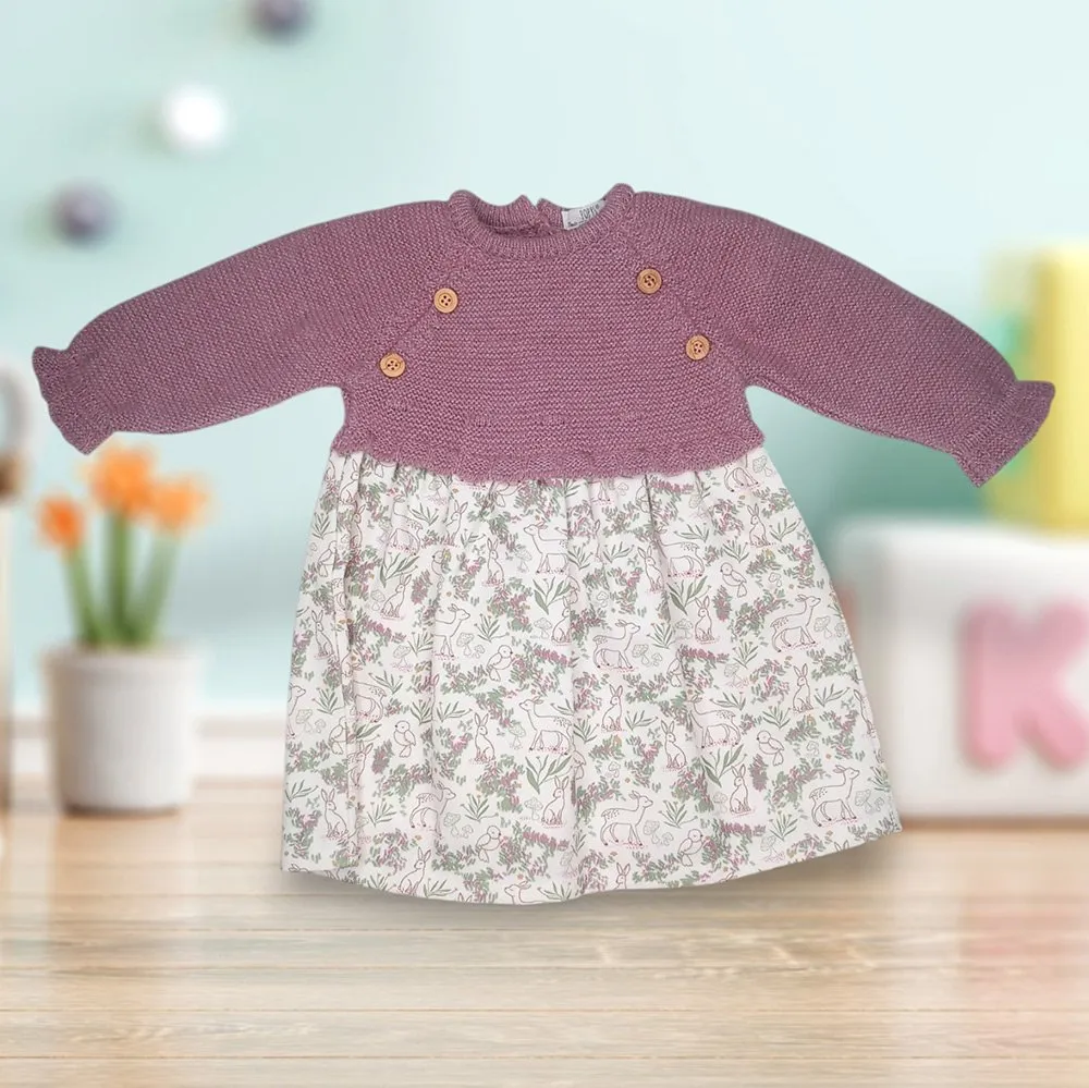 Popys Vestido punto de bebé Niña Moda Para Bebe  28289 BERENJENA CORDONETS