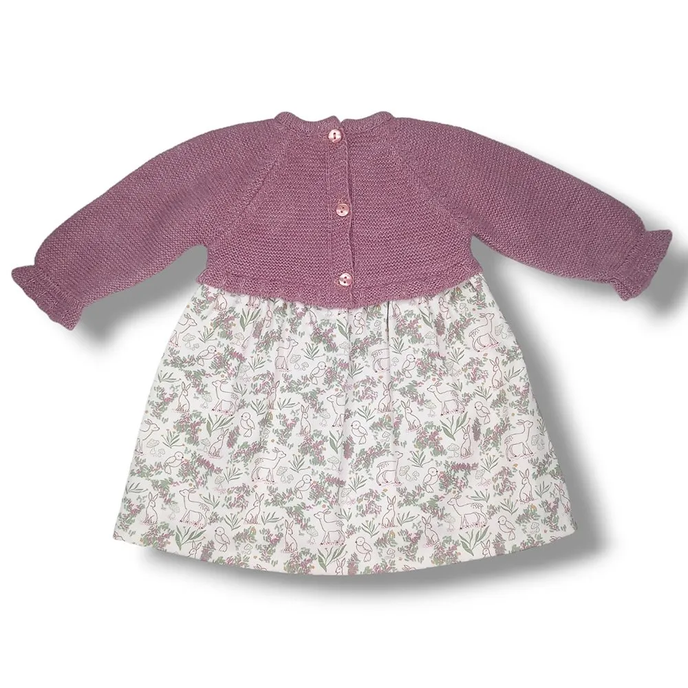 Popys Vestido punto de bebé Niña Moda Para Bebe  28289 BERENJENA CORDONETS