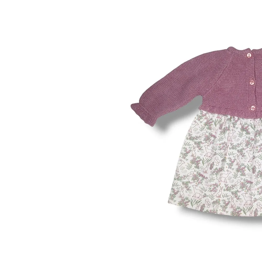 Popys Vestido punto de bebé Niña Moda Para Bebe  28289 BERENJENA CORDONETS
