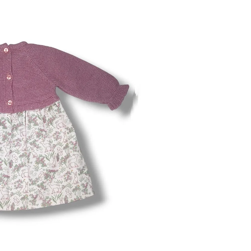 Popys Vestido punto de bebé Niña Moda Para Bebe  28289 BERENJENA CORDONETS