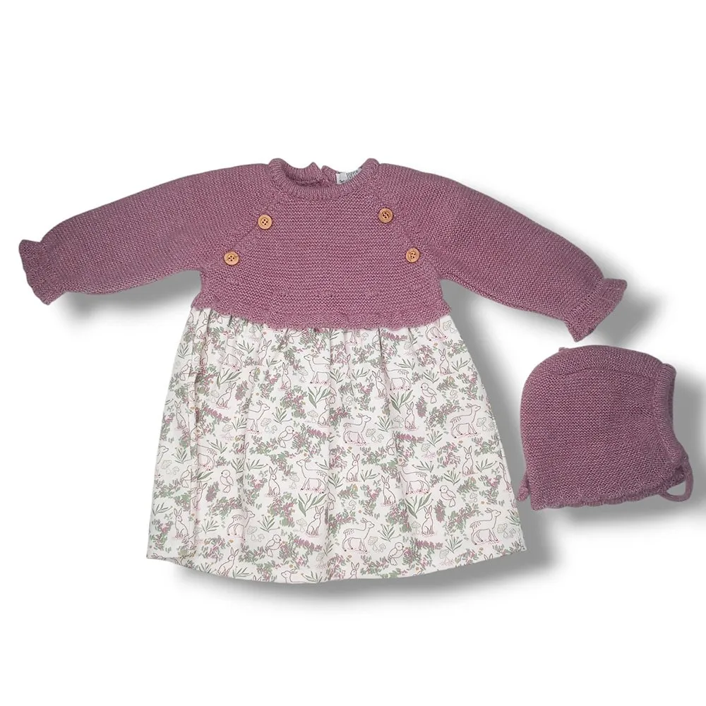 Popys Vestido punto de bebé Niña Moda Para Bebe  28289 BERENJENA CORDONETS