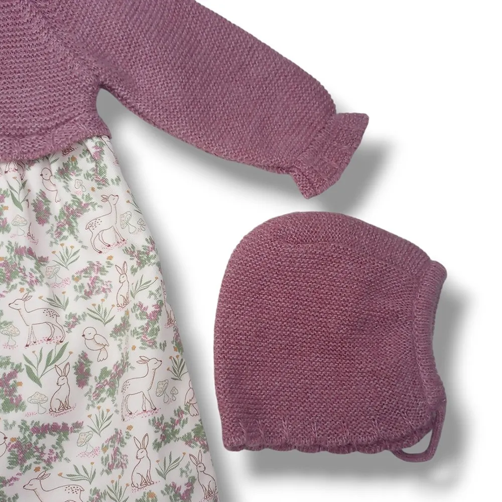 Popys Vestido punto de bebé Niña Moda Para Bebe  28289 BERENJENA CORDONETS
