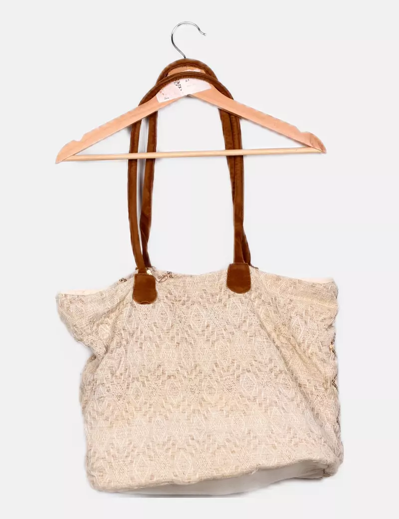 Primark Tote beige lentejuelas
