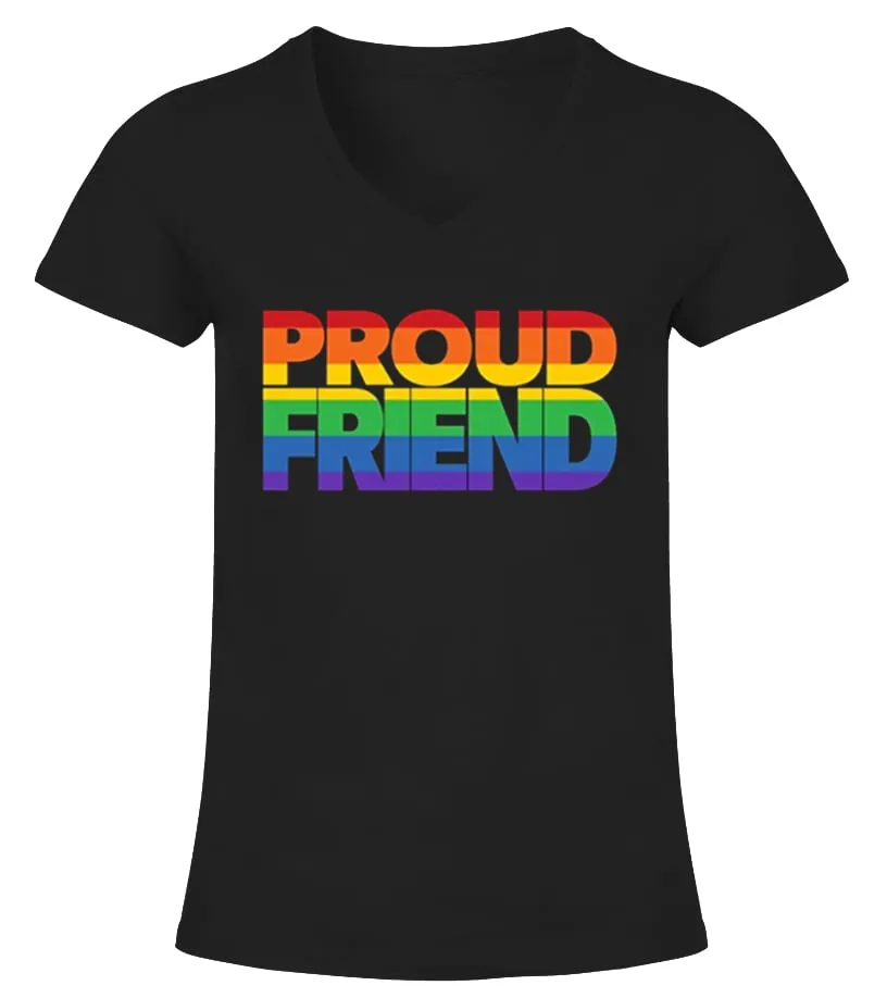 PROUD FRIEND LGBT ALLY TSHIRT CAMISETA CUELLO PICO MUJER