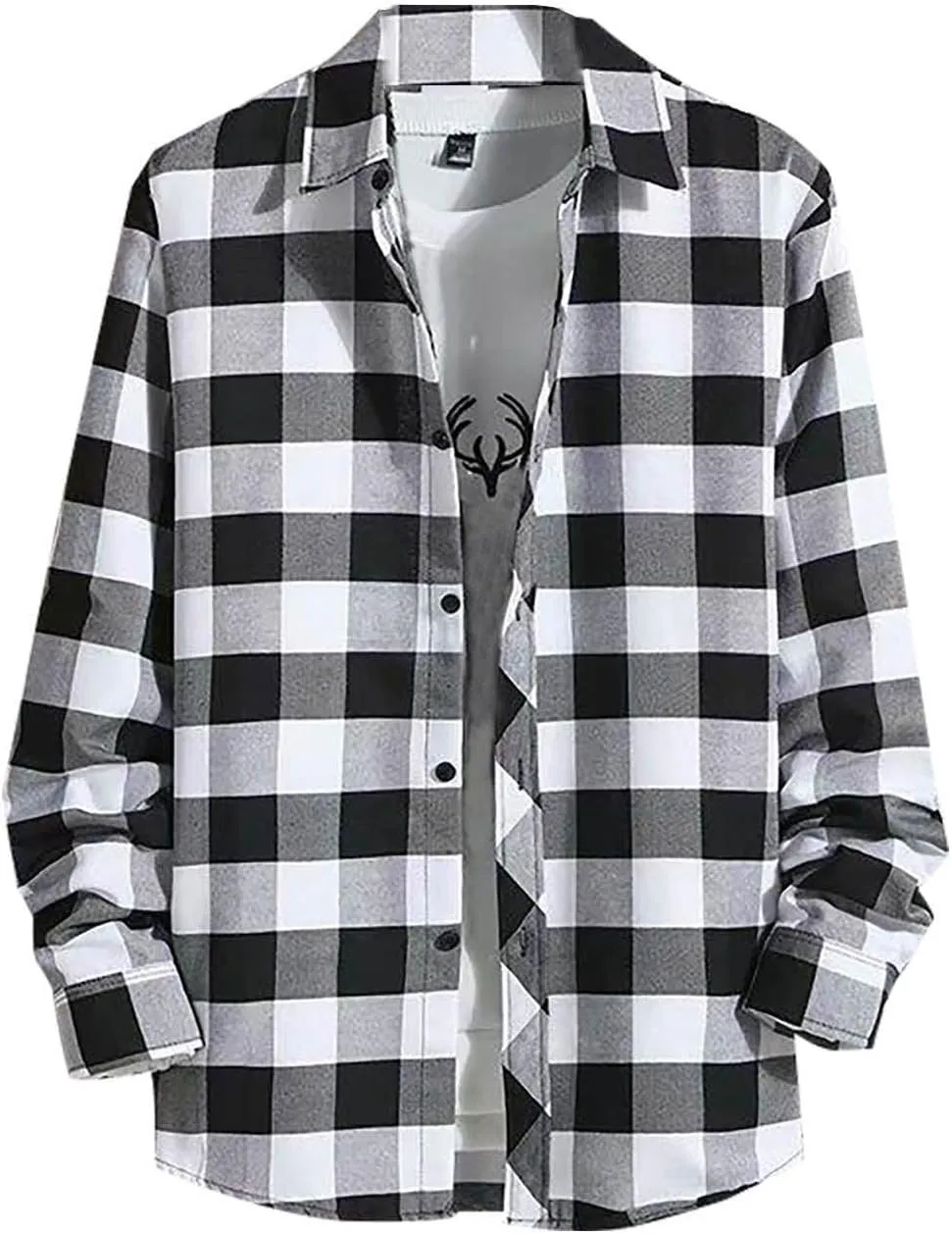 Ruamilyy Camisa para hombre a cuadros  camisa de ocio de algodón  manga larga  camisa de trabajo  corte regular  leñador  camisa