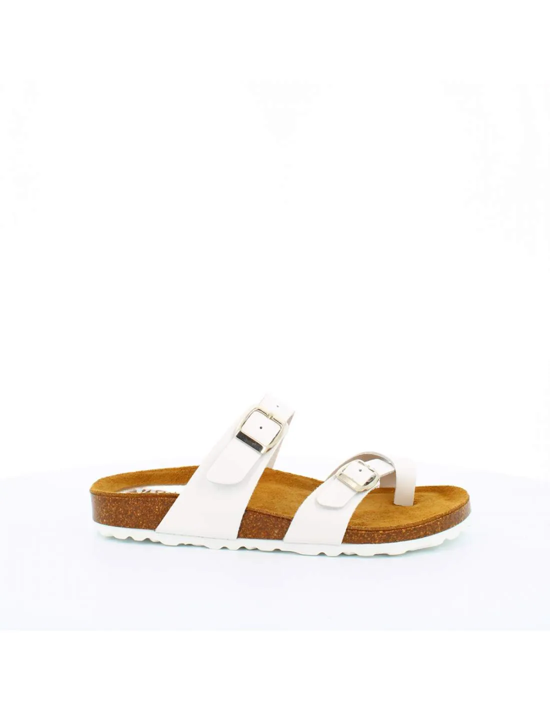 Sandalia Bio Mujer Plana Ajustable BIO221005 Blanca