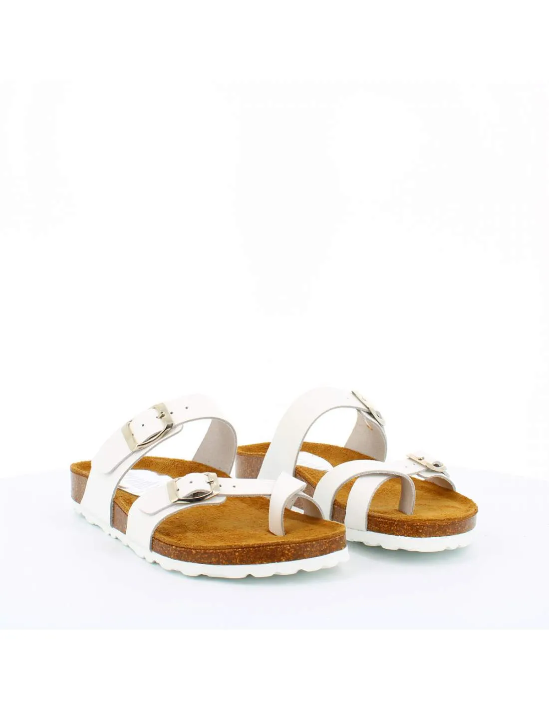 Sandalia Bio Mujer Plana Ajustable BIO221005 Blanca
