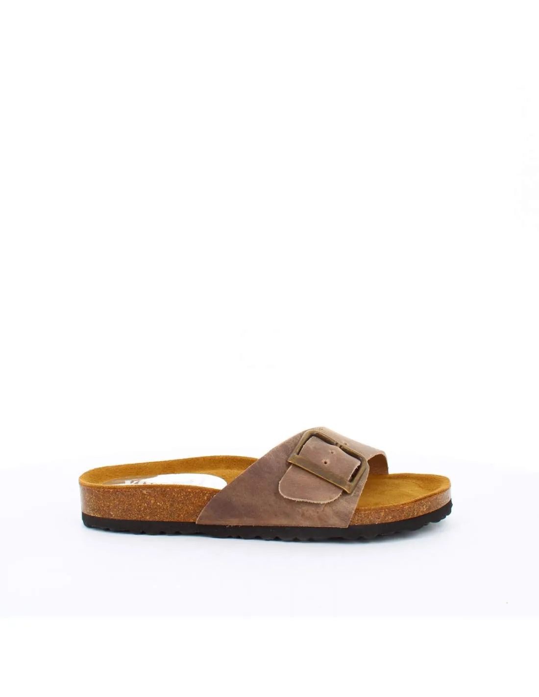 Sandalia Bio Mujer Plana Ajustable BIO221015 Gris Engrasada