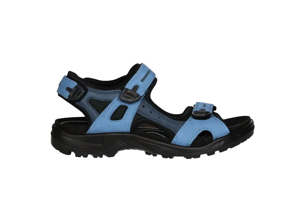 Sandalia Nobuck Azul Tres Velcros Piso Negro