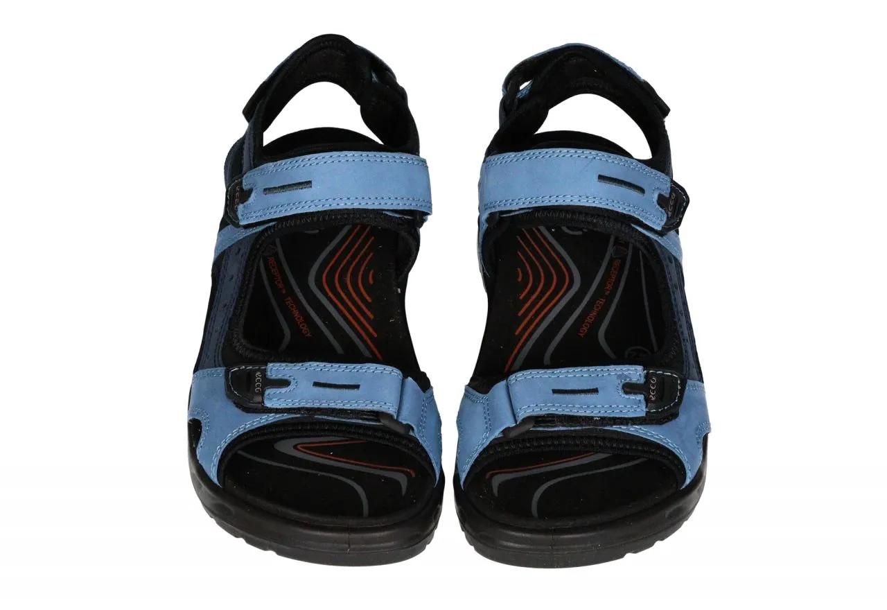 Sandalia Nobuck Azul Tres Velcros Piso Negro