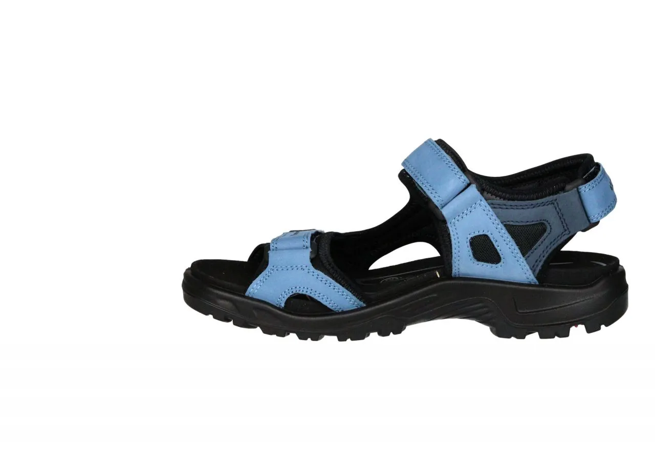 Sandalia Nobuck Azul Tres Velcros Piso Negro