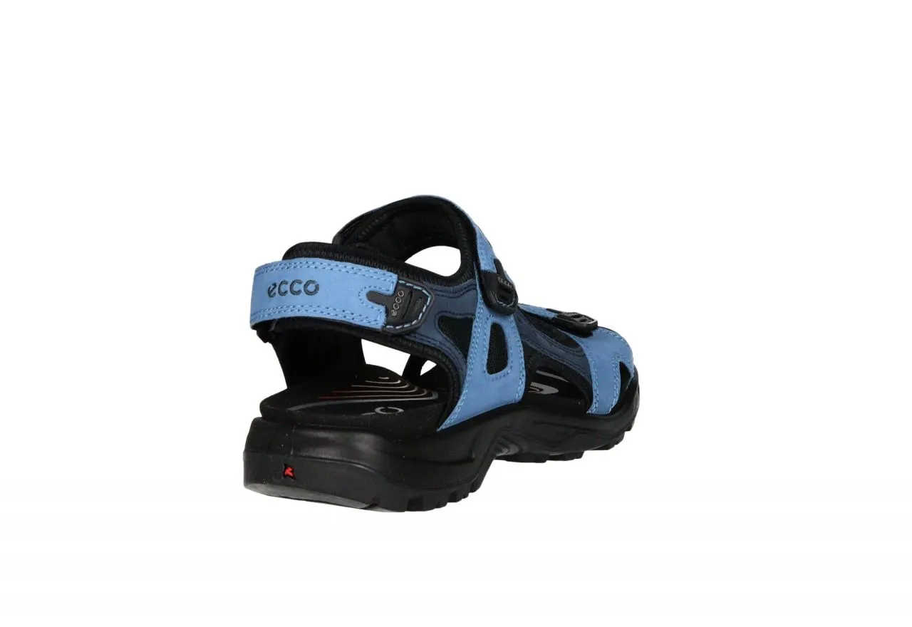 Sandalia Nobuck Azul Tres Velcros Piso Negro