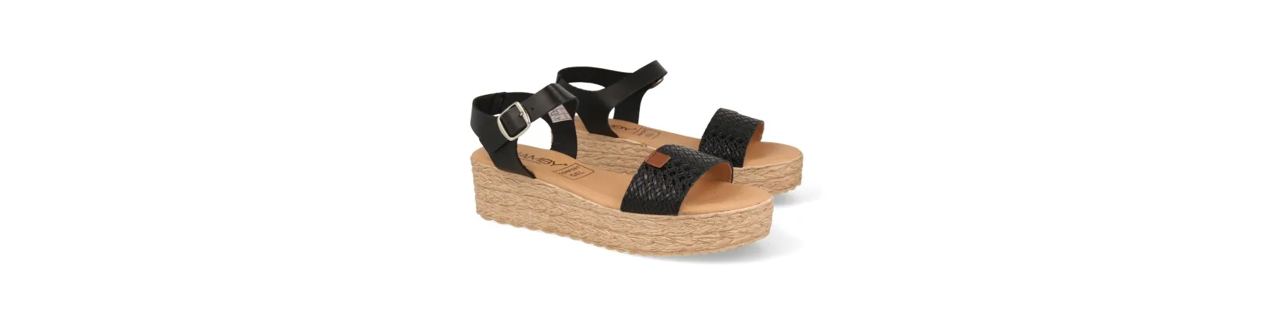 SANDALIA PLATAFORMA MUJER PIEL GRABADA MOD. LANGA NEGRO