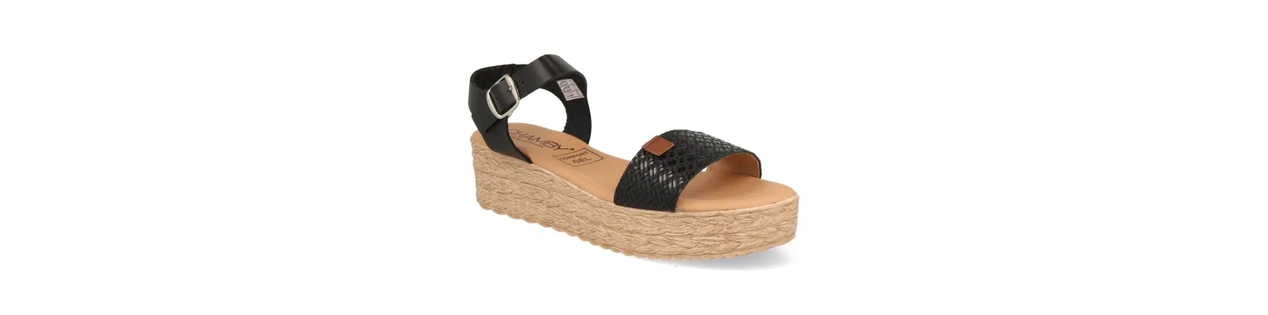 SANDALIA PLATAFORMA MUJER PIEL GRABADA MOD. LANGA NEGRO