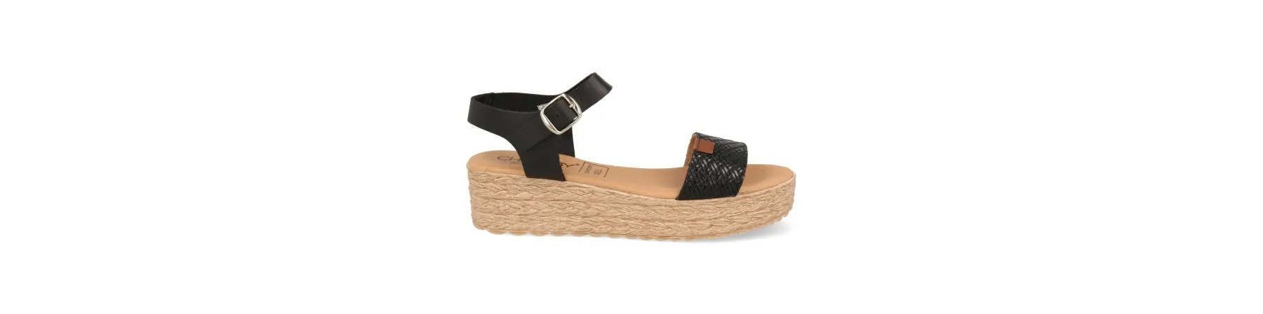 SANDALIA PLATAFORMA MUJER PIEL GRABADA MOD. LANGA NEGRO