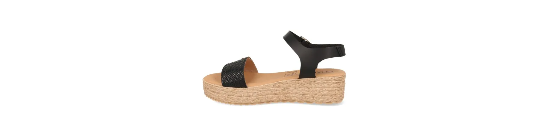SANDALIA PLATAFORMA MUJER PIEL GRABADA MOD. LANGA NEGRO
