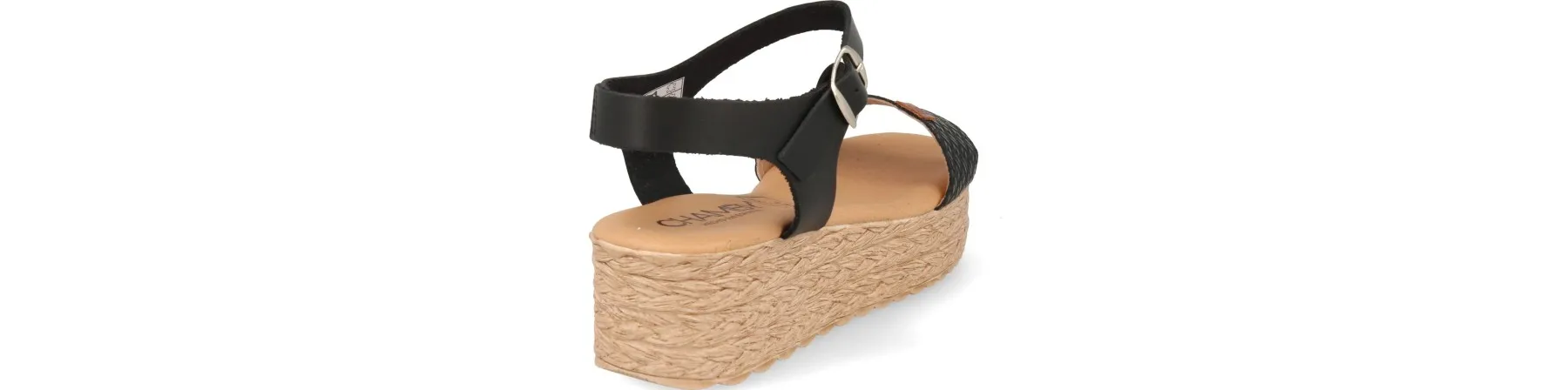 SANDALIA PLATAFORMA MUJER PIEL GRABADA MOD. LANGA NEGRO