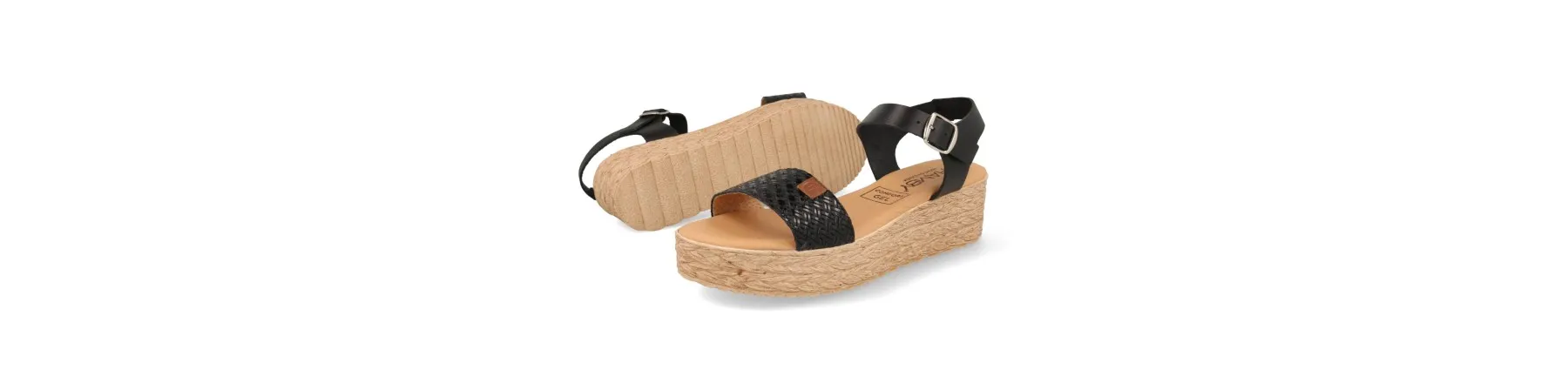 SANDALIA PLATAFORMA MUJER PIEL GRABADA MOD. LANGA NEGRO