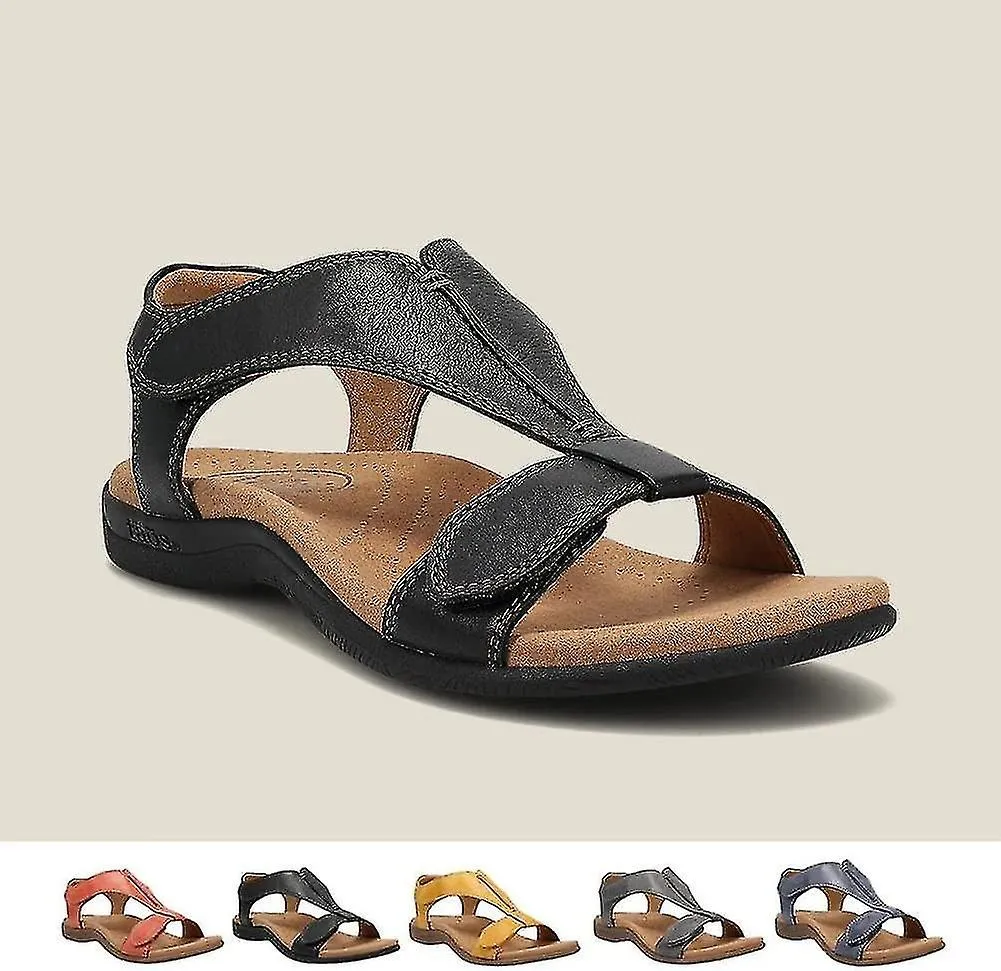 SANDALIAS ORTOPéDICAS CóMODAS PARA MUJER, SANDALIAS ORTOPéDICAS SURSELL, SANDALIAS CASUALES DE PLAYA PLANAS36NEGRO