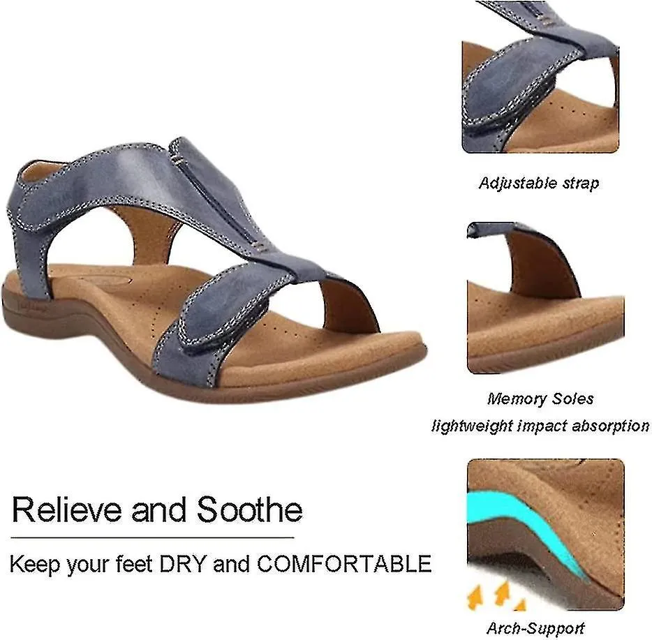 SANDALIAS ORTOPéDICAS CóMODAS PARA MUJER, SANDALIAS ORTOPéDICAS SURSELL, SANDALIAS CASUALES DE PLAYA PLANAS40AZUL