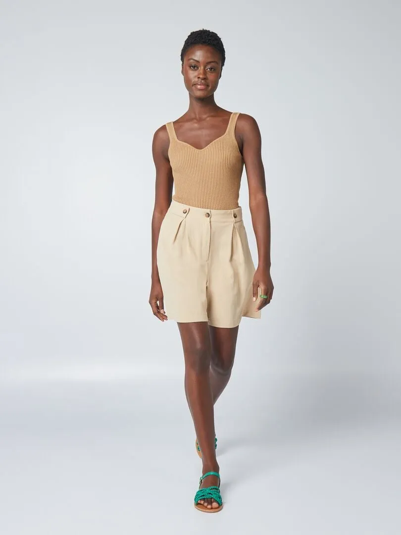 SHORT SASTRE DE LINO  BEIGE