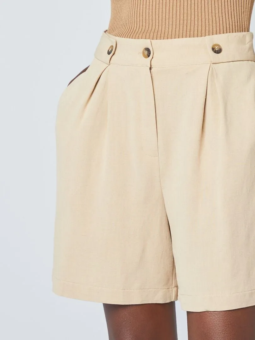 SHORT SASTRE DE LINO  BEIGE