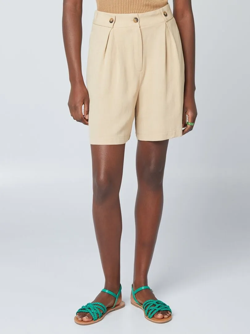 SHORT SASTRE DE LINO  BEIGE