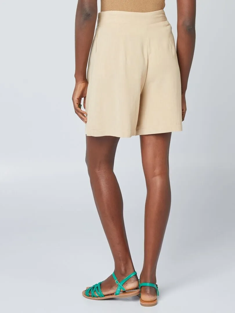 SHORT SASTRE DE LINO  BEIGE