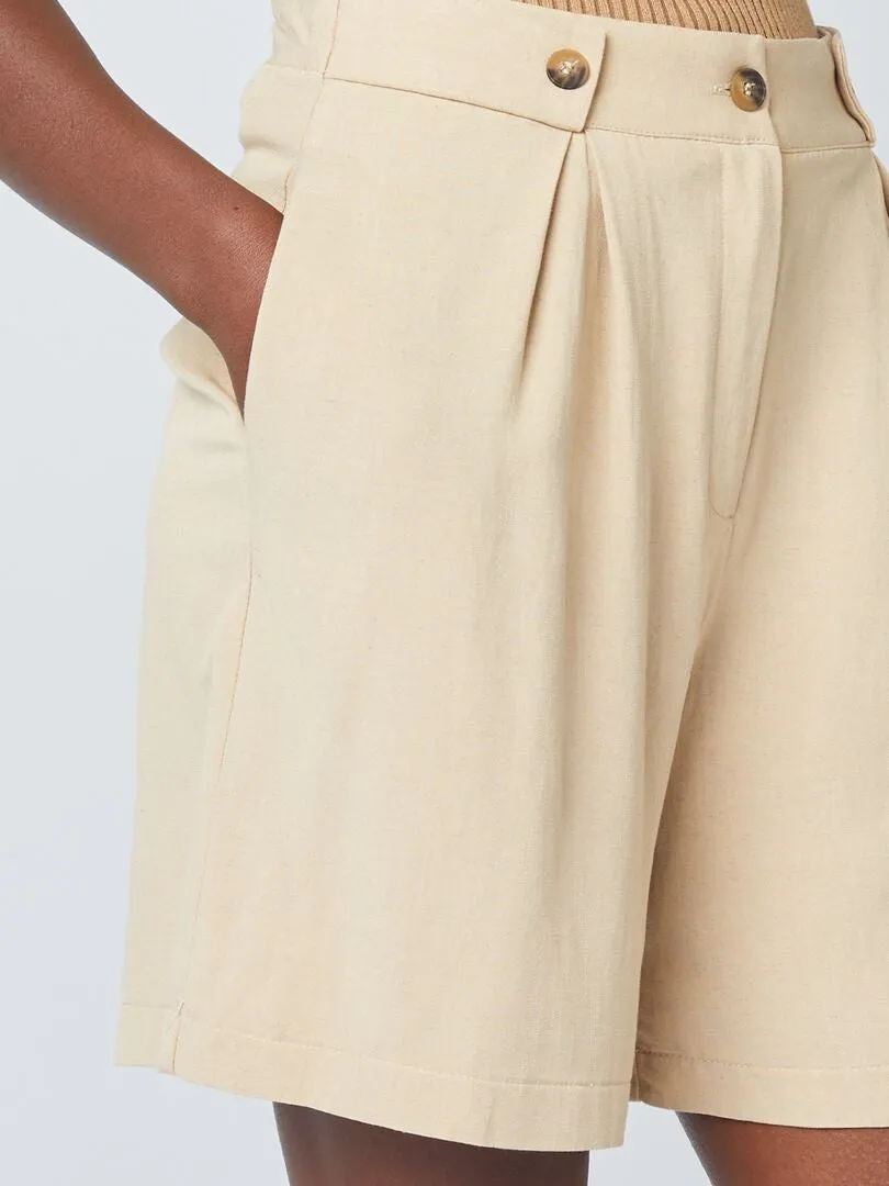SHORT SASTRE DE LINO  BEIGE