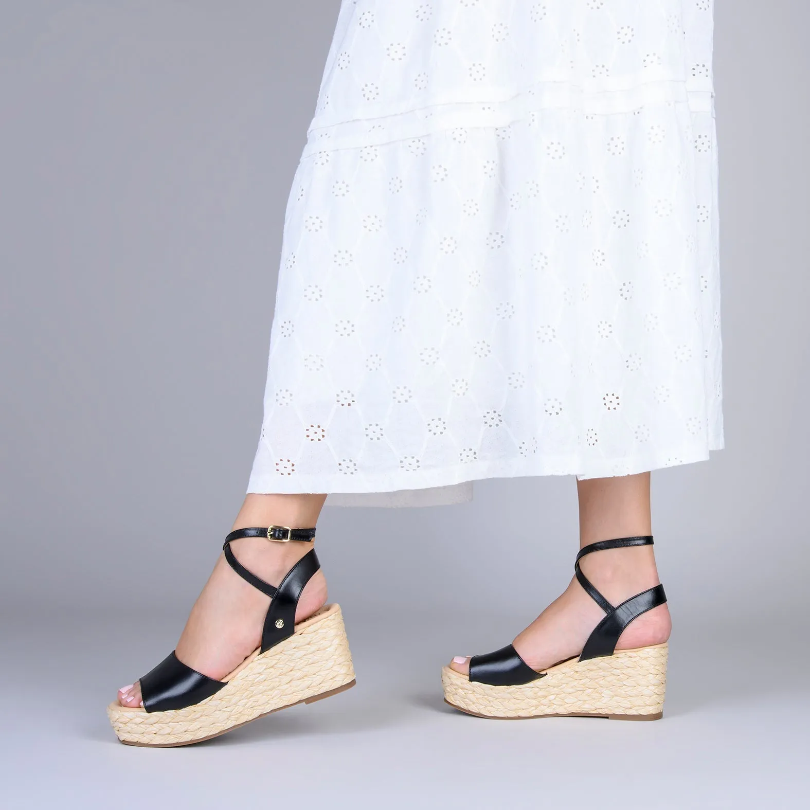 SINTRA – Sandalias de cuña y plataforma NEGRO